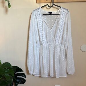 Torrid White Polka Dot Lace Blouse